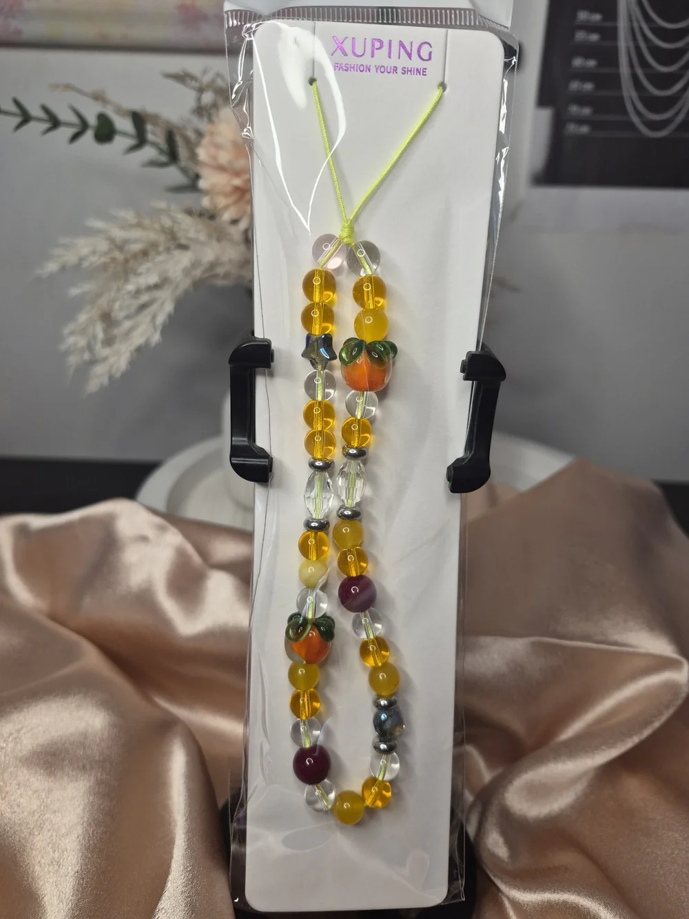 🍊✨ Orange Fruit Beaded Phone Charm Wrist Strap ✨🍊